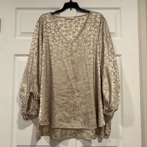 First Love Champagne Cheetah print blouse 3X